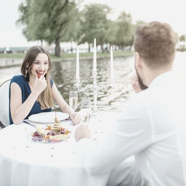 Candlelight dinner by the water