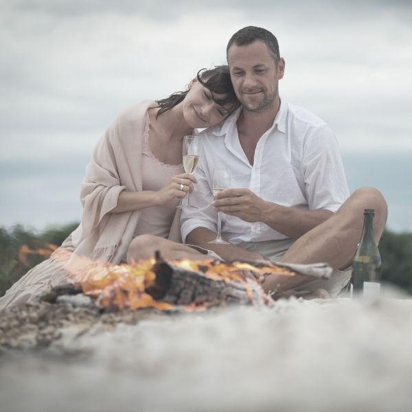 Romantic date by the fire pit