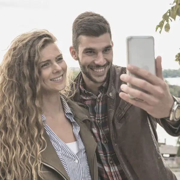Couple taking a selfie on a date