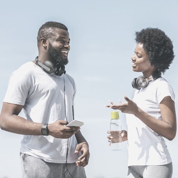 Guy talking to a girl on hike