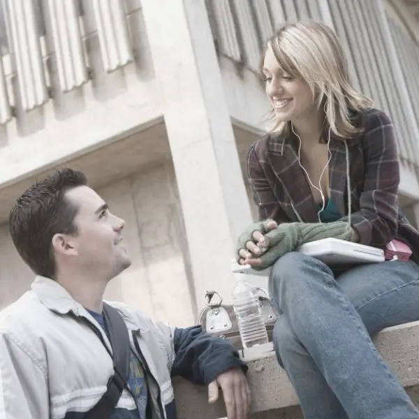 Guy making a woman laugh